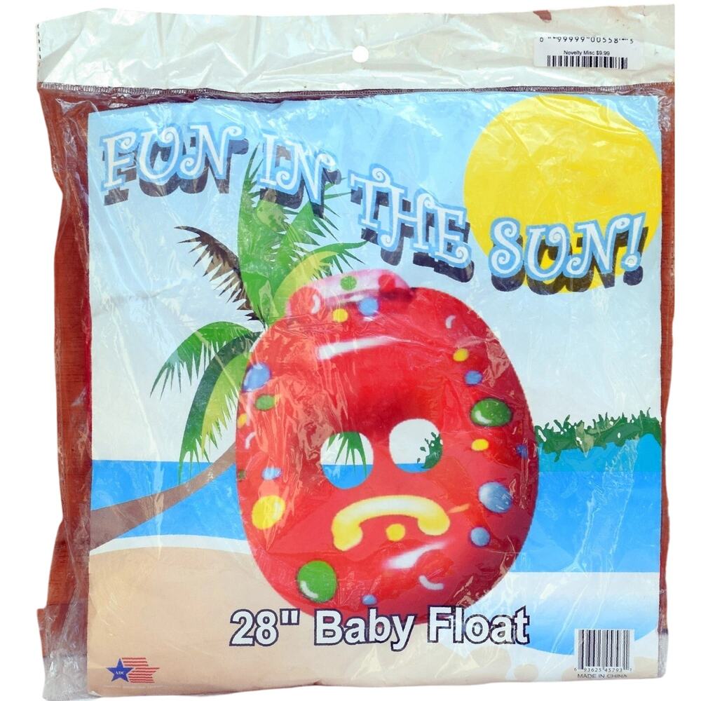 Fun in the Sun Baby Inflatable Pool Float Red Vinyl Seat with Handle 0-3 Years